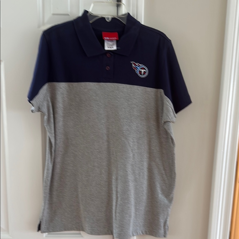 NWOT REBOOK Navy and Gray Polo Shirt TN TITANS Sz M